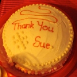Sue's leaving cake